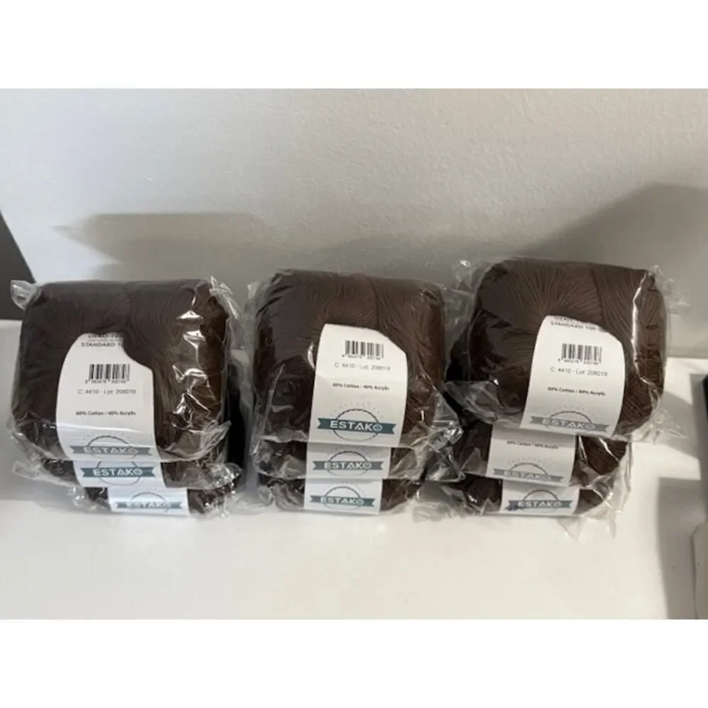 Bag of 9 Estako Skeins Happy Cotton 50g 198 yrds. 60% Cotton 40% Acrylic Brown
